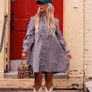 Chocolate gingham sold out Samantha Jane dress by Elizabeth Wilson size large